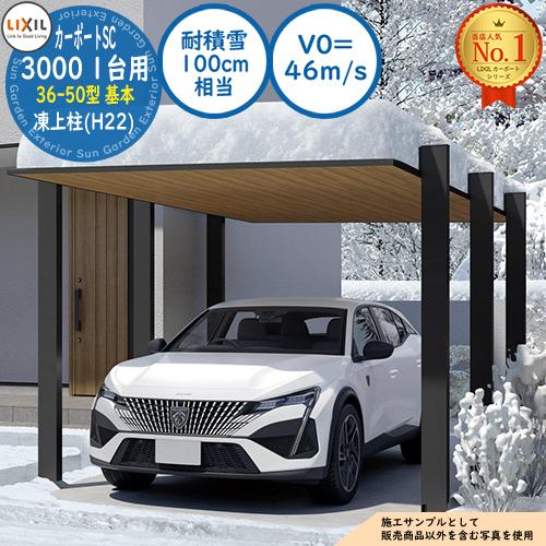 カーポートSC 3000 1台用 36-50型 基本 凍上柱(H22) ラッピング形材色