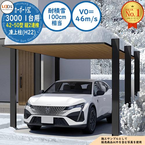 しまじろう 2/2 カーポートSC 3000 1台用 42-50型 縦2連棟 凍上柱(H22) ラッピング形材